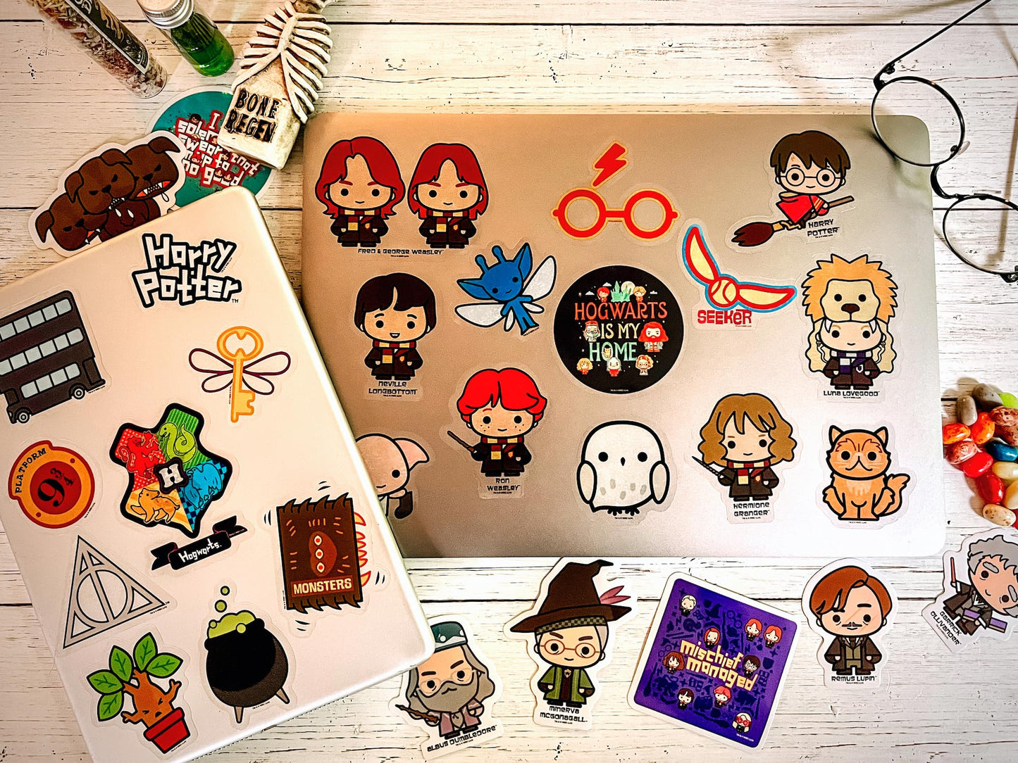 Conquest Journals Harry Potter Chibi Clear Vinyl Decal Stickers, Set Of Unique Sticker Decals, Waterproof, Uv And Scratch Resistant, Great For All Your Gadgets (Transparent, 50-Pack)