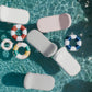 Business & Pleasure Co. Classic Inflatable Pool Float - Vinyl, Small/Medium, 70s Panel Cinque, Model BPP-RIN-70S-CIN-SM