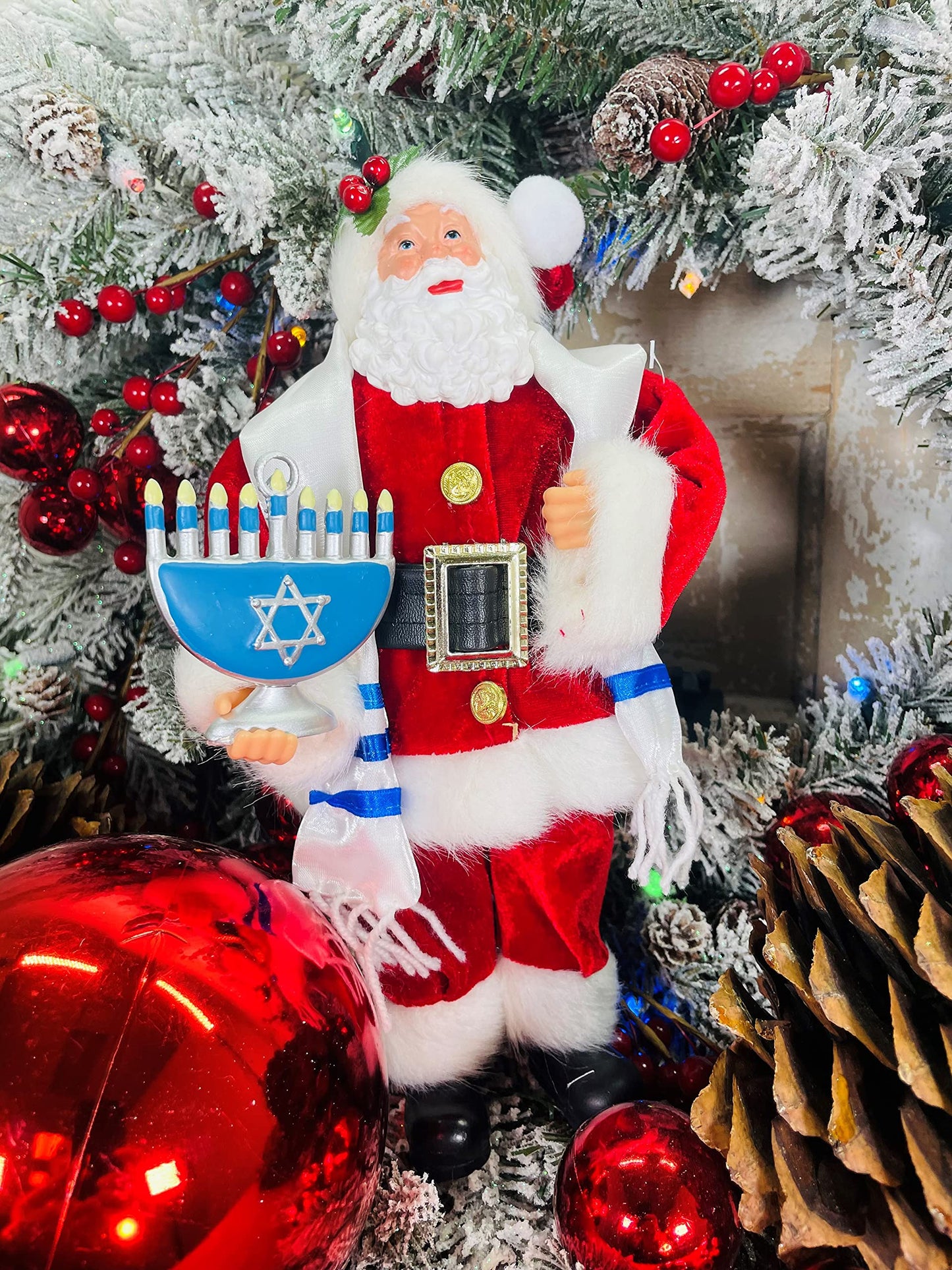 Santa'S Workshop 12'' Hanukkah Santa, Red