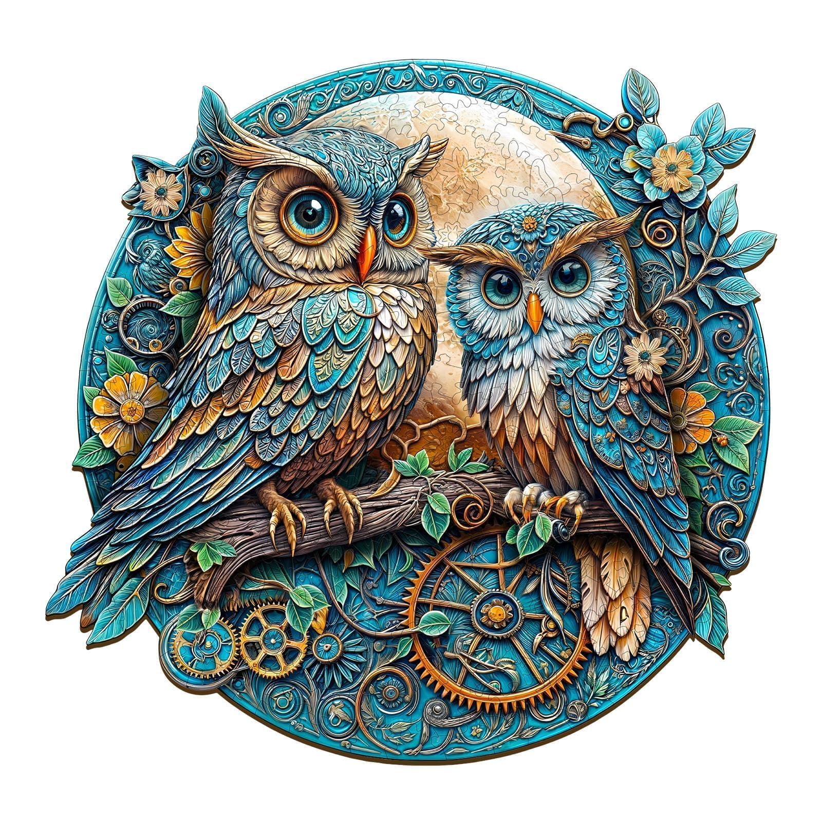 Wooden Puzzles for mature-themeds - Embossed Owl Puzzle  Unique Shape Wooden Jigsaw Puzzle for mature-themeds  Wood Puzzles mature-themed  Good Gift Idea for Family  Wall Art Home Decor (L-13.4 * 12.8in -285 Pieces)