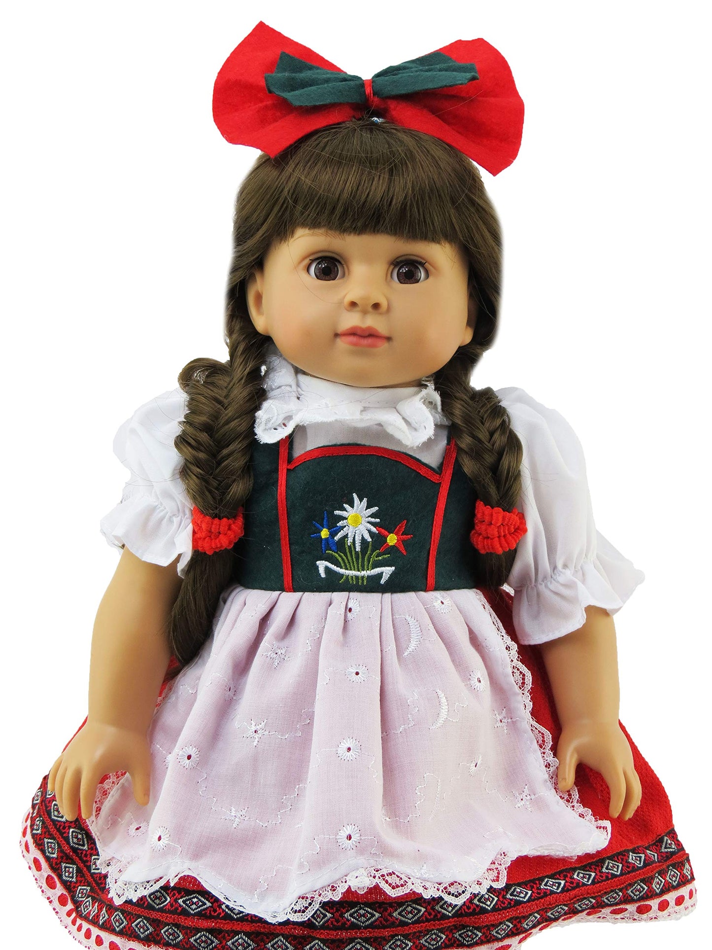 American Fashion World Traditional German or Swiss Dress for 18-Inch Dolls | enhanced Quality & Trendy Design | Dolls Clothes | Outfit Fashions for Dolls for Popular Brands
