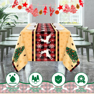 Ohome Christmas Decorations - Christmas Decorations Indoor Outdoor - Disposable Plastic Christmas Tablecloth | Christmas Party D