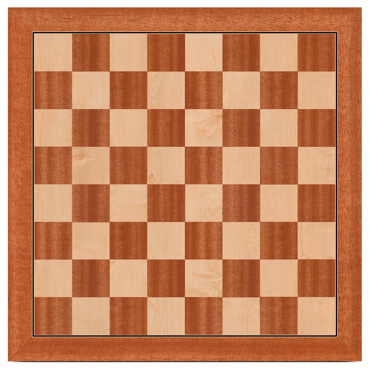 A&A 18.875'' Professional Wooden Tournament Chess Board/Mahogany & Maple Inlaid / 2.0'' Squares W/O Notation