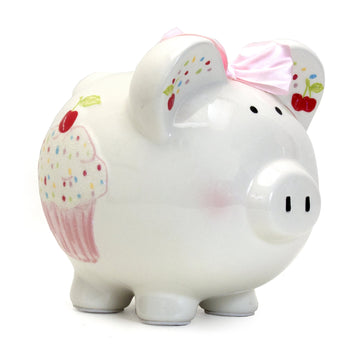 Child To Cherish Ceramic Piggy Bank For Girls, Sprinkle Cupcake