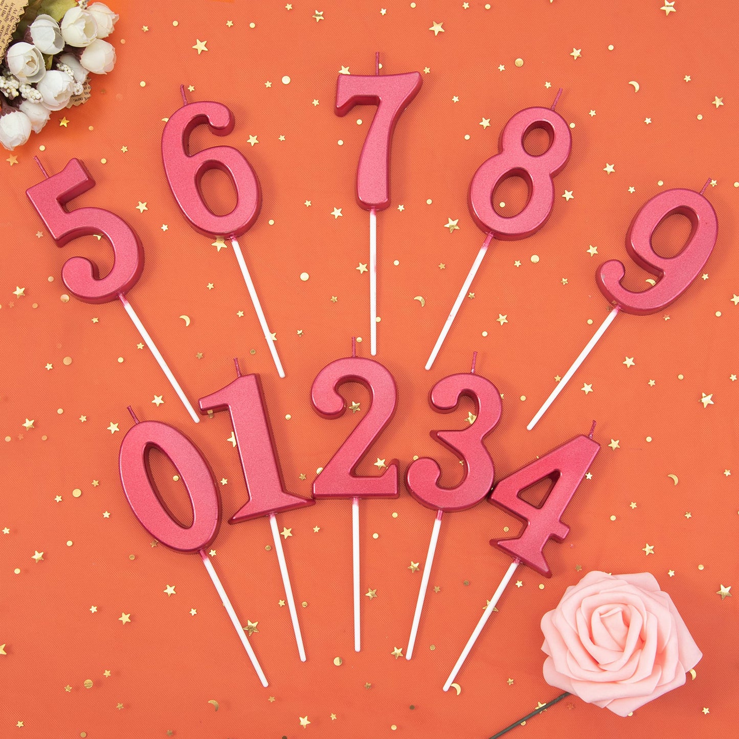 PHD CAKE 2.76 Inch Modern Red 5 Number Birthday Candles, Red Number Candles, Cake Number Candles, Party Celebration