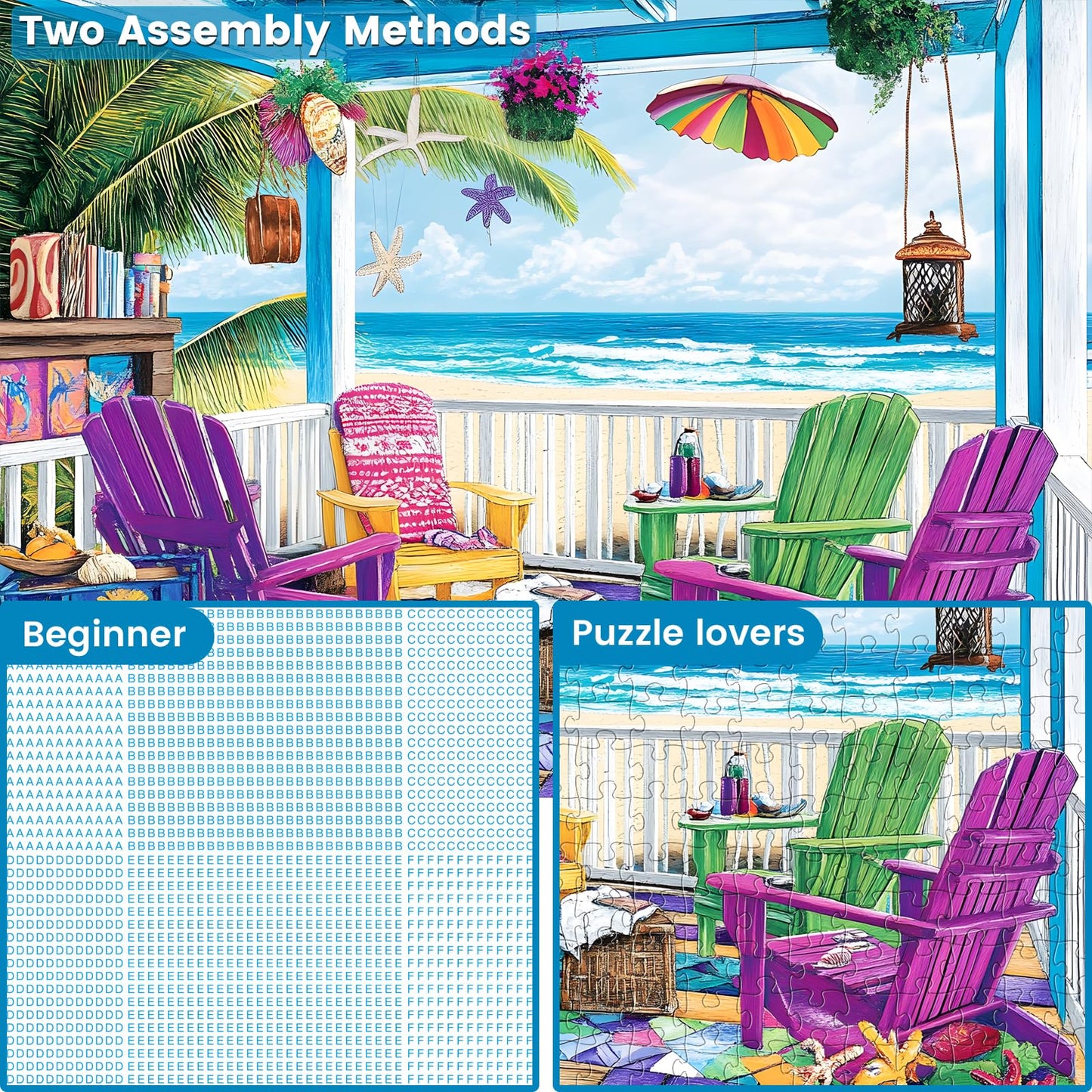 300 Piece Puzzle for mature-themeds Jigsaw Puzzles 300 Pieces Seaside Scenery Puzzle for Kids mature-themed Senior Beach Jigsaw Puzzle for mature-themeds 300 Pieces Challenging Puzzles Family Activity Game Nights Gifts