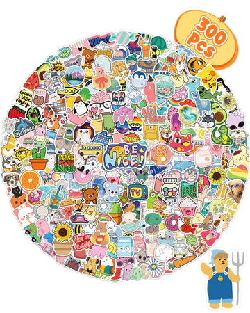 Bekayshad Stickers For Water Bottles, 300 Pcs Stickers For Kids Teens Girls Students Classroom Teacher Prizes For Kids Cute Vinyl Waterproof Laptop Stickers For School