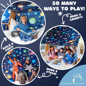 Blanket Fort Building Kit, X-Large 10' X 10' With Clips, Hooks And Sandbags, Play Blanket Fort Indoor Kit, Use As A Canopy, Play