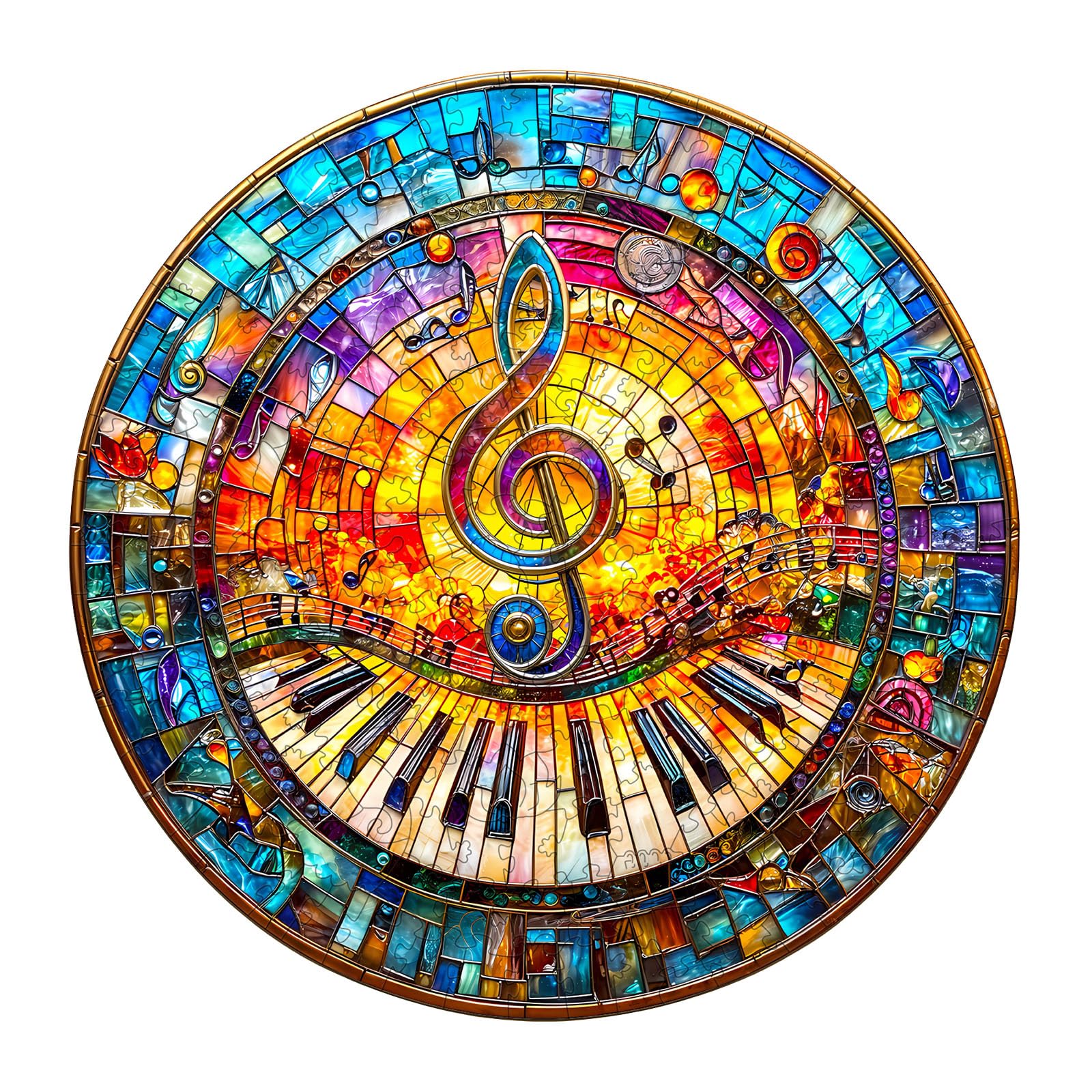 Wooden Puzzles for mature-themeds  Wooden Jigsaw Puzzle for mature-themeds 295 Pieces  Stained Glass Piano Wood Puzzles mature-themed  Unique Shape  Gifts for Women and Men  Wall Art Canvas Puzzle(L -13.4 * 13.4in)