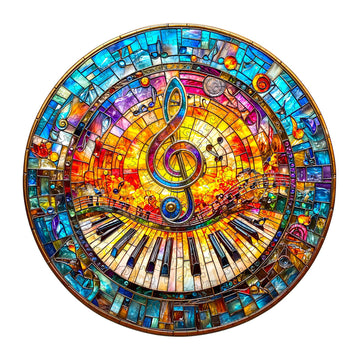 Wooden Puzzles for mature-themeds  Wooden Jigsaw Puzzle for mature-themeds 295 Pieces  Stained Glass Piano Wood Puzzles mature-themed  Unique Shape  Gifts for Women and Men  Wall Art Canvas Puzzle(L -13.4 * 13.4in)