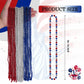 HOOSUN 4th of July Beaded Necklace,30 Pcs Patriotic Star Bead Necklaces Red Silver and Blue Accessories,Fourth of July Beads for