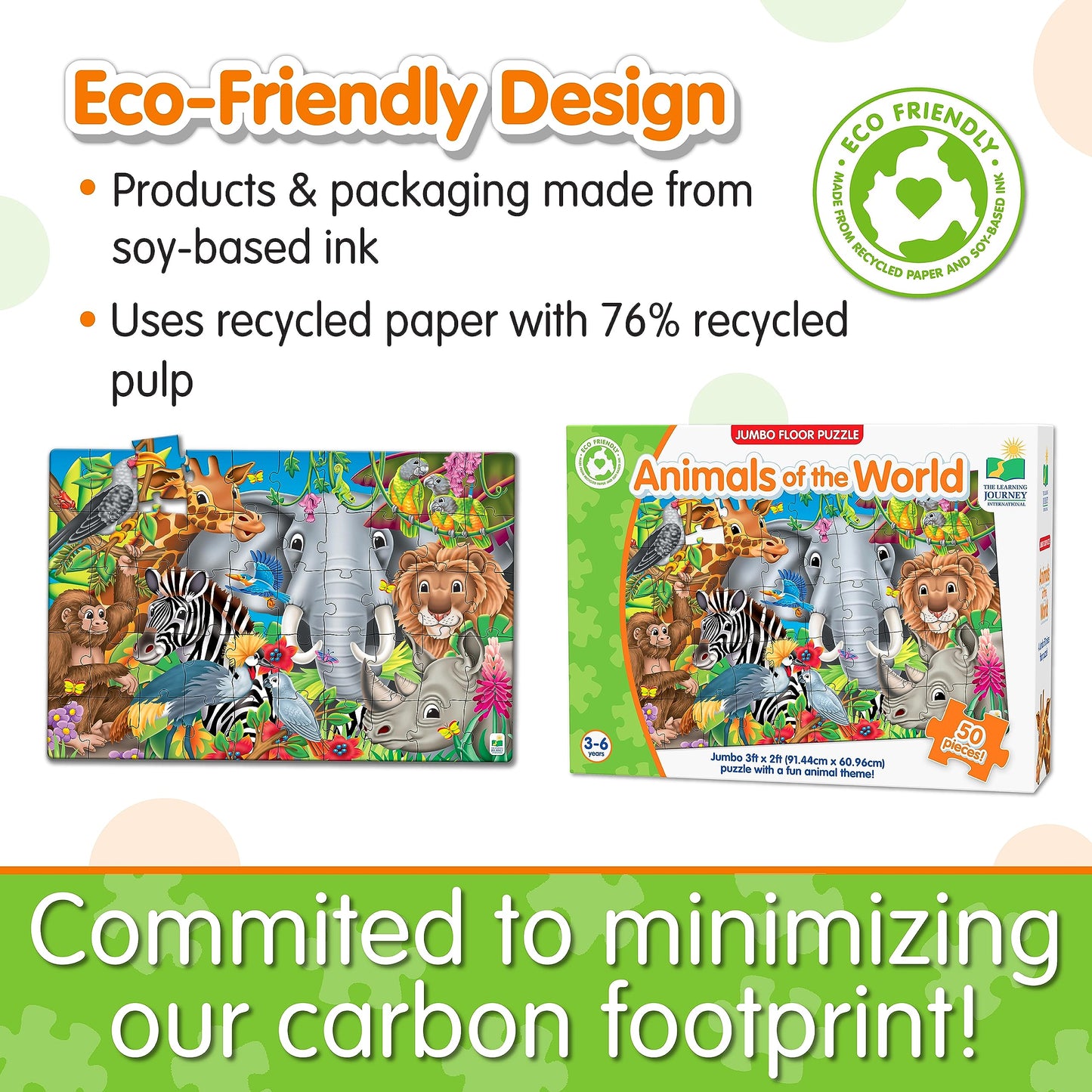 The Learning Journey: Jumbo Floor Puzzles - Animals Of The World - Kids Puzzles, Kids Floor Puzzles For Kids Ages 4-8, Animal Puzzle, Award Winning Educational Toys