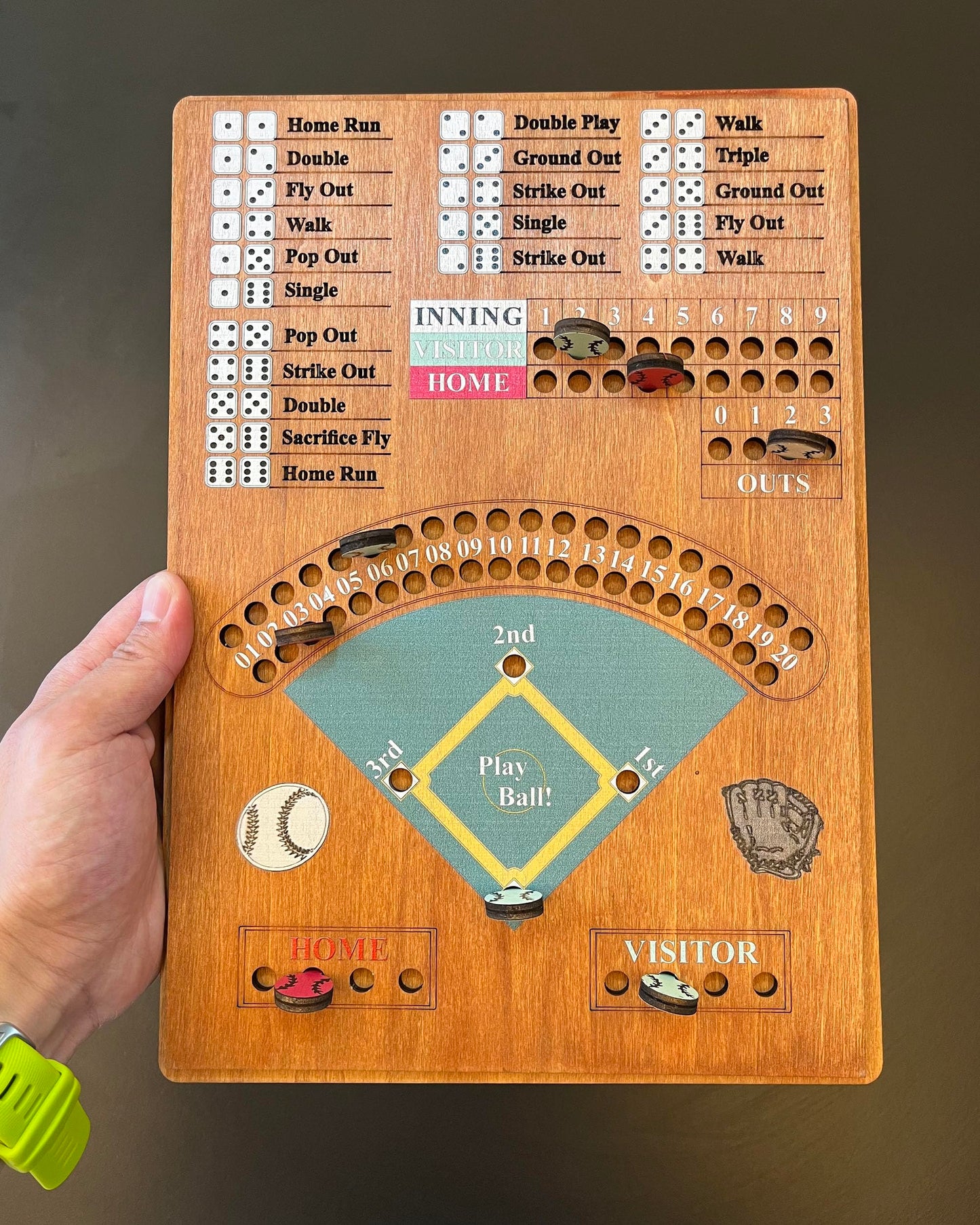 CBLKUS Baseball Dice Board Game Fun Board Game with Dice Wooden Baseball Games for Family Party and Holiday Gatherings Baseball Board Game enhanced Version