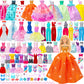 Style Shine 56 Pcs Doll Clothes And Accessories,2 Wedding Gowns 2 Evening Dresses 6 Fashion Dresses 4 Set Casual Outfit Top And