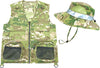 Eagle Eye Explorer Kids Cargo Vest Set Camouflage Vest And Hat Youth S/M Fits Kids Size 4-7 (Camouflage (Hat And Vest), Small/Me