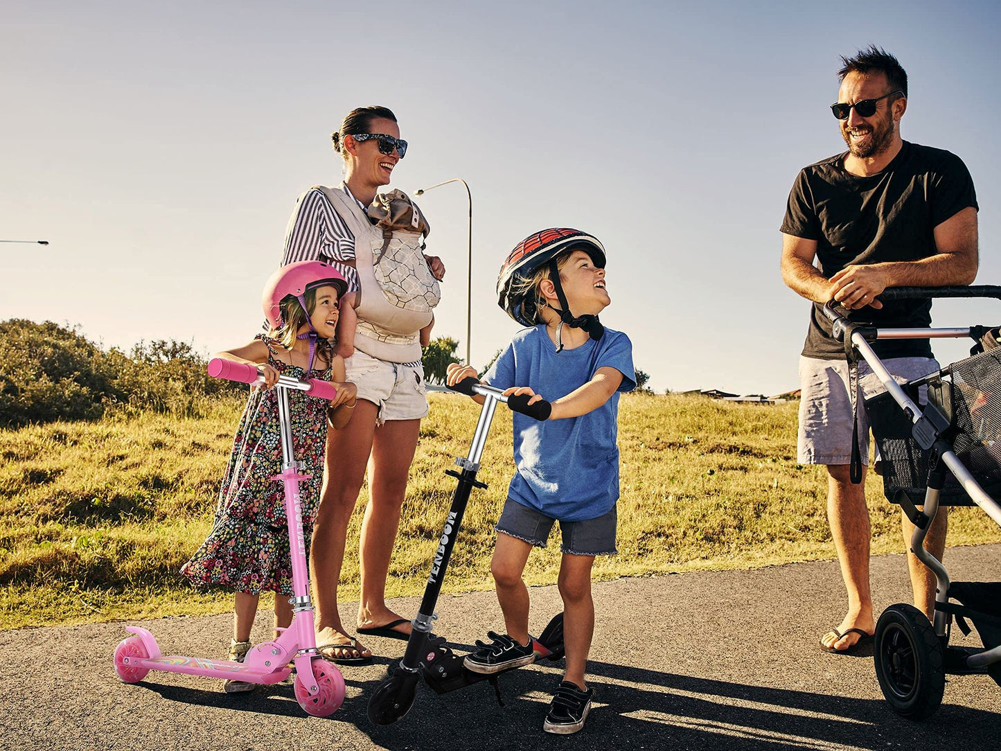 TENBOOM Kids Scooter, Light Up Wheels, Easy Folding, Adjustable Handlebar, Black, Ages 3-12, Aluminum Model