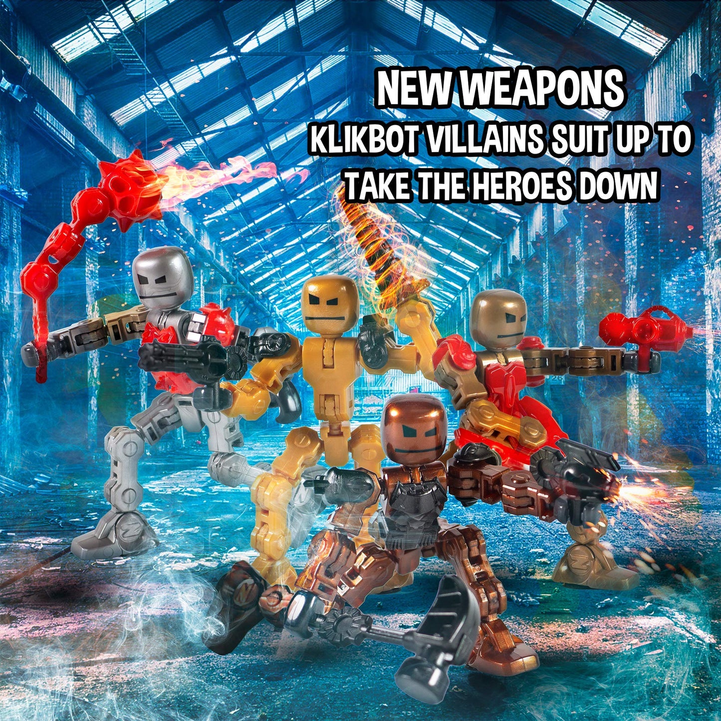 Zing Klikbot Complete Set of 4 Poseable Action Figures with   Translucent  Create Stop Motion Animation  for Ages 6 and Up (Series 2 Villains)