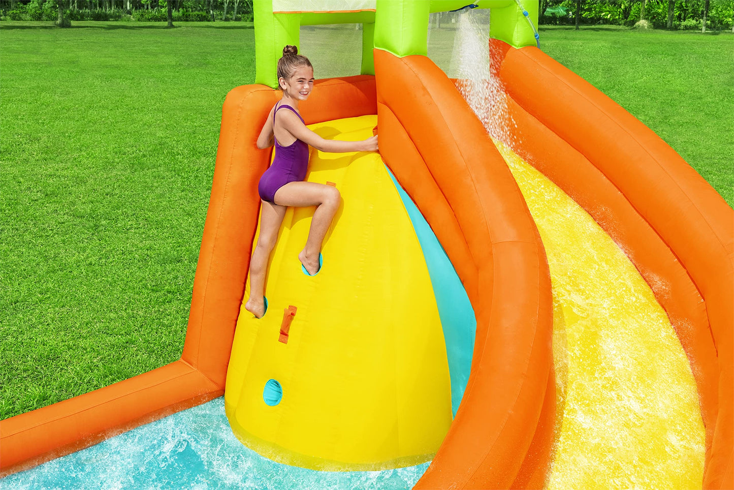 Bestway H2Ogo! Canopy Cove Mega Outdoor Water Park | Features Water Slide, Shaded Canopy, Water Cannons, Climbing Wall | Great For Kids Ages +5