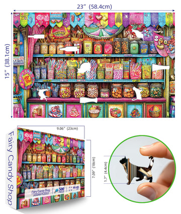 Blueforest 500 Piece Jigsaw Puzzle - Colorful Candy Shop Scene, 23"x15", Cardboard, Family Activity