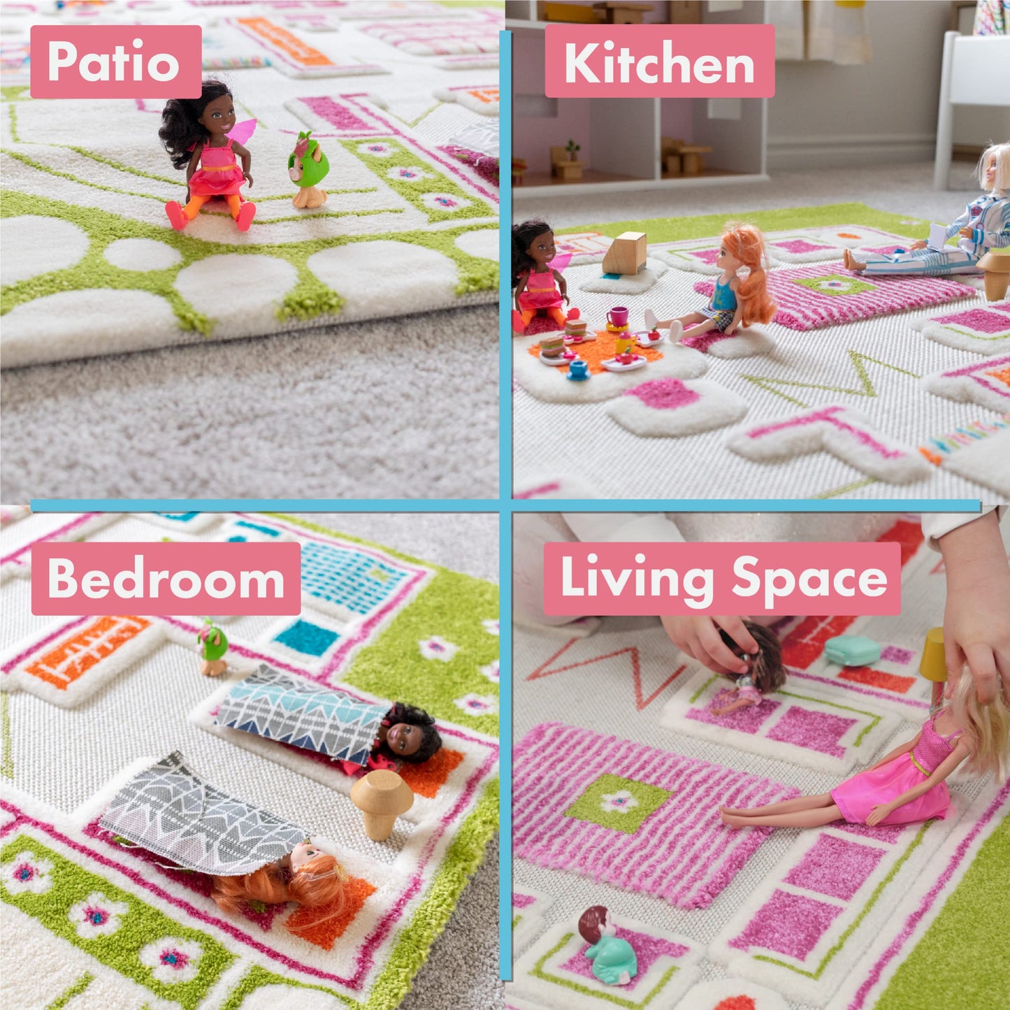Ivi Playhouse Green 3D Play Mat, Non-Toxic, Stain Resistant, Educational Montessori Activity Toys For Kids, Medium, 59' L X 39' W