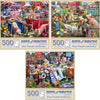 Bits And Pieces - Value Set Of Three (3) 500 Piece Jigsaw Puzzles For Adults - Each Puzzle Measures 18' X 24' - 500 Pc Desserts, Farm Animal, Quilting Festival Jigsaws By Artist Larry Jones