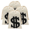 Eoocan 4 Pack Canvas Natural Money Bag Pouch With Drawstring Closure For Party Favor, 6.3 X 9 Inches Money Bags Dollar Sign For
