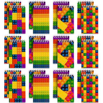 Mini Building Block Notebooks (Bulk Of 32) Spiral Notepads In Assorted Brick Styles, In Kids Pocket Size, For Birthday Party Favors, Goodie Bag Stuffers, Children Classroom Rewards, By Bedwina