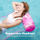 Sloosh Hammock Pool Floats Adults, 4-In-1 Multi-Purpose Inflatable Pool Floaties Pvc Water Hammock Lounge (Tropical Leaves-Pink)