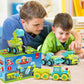 Toys for a 2 Year Old Boy - 4 Friction Powered Trucks for 3+ Year Old Boys, Push & Go Cars Cartoon Construction Vehicle Set - Be
