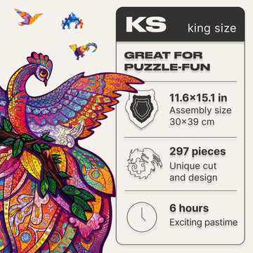 Unidragon Wooden Jigsaw Puzzles - Fairy Bird, 297 Pcs, King Size 11.6'X15.1', Beautiful Gift Package, Unique Shape Best Gift For Adults And Kids