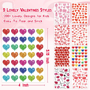Linaye Valentines Stickers For Kids - 400Pcs Cute Valentines Stickers For Cards Envelopes Craft Scrapbooking Valentine Day Party