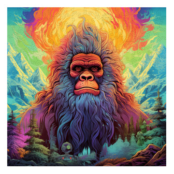 Trippy Puzzle Co - Wooden Jigsaw Puzzle For Adults - Challenging 300 Piece Puzzle With Cool Shapes - Bigfoot Sasquatch Mountains