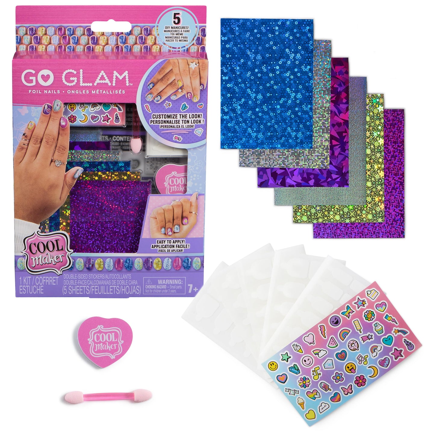 Cool Maker, GO Glam Foil Nails Kit with 6 Sheets of Shimmer Foil & Nail Stickers for 5 DIY Manicures, Arts and Crafts Kids Toys 