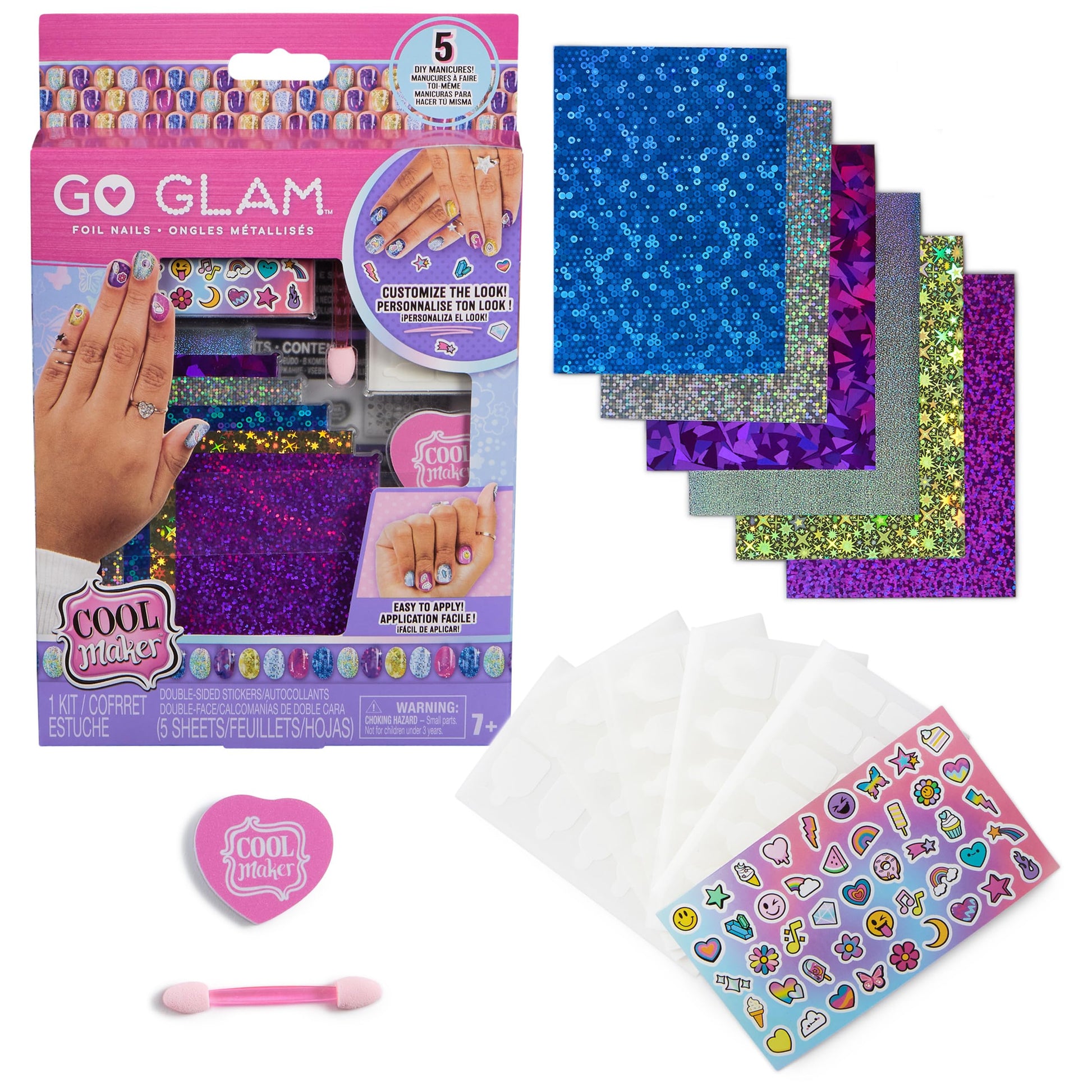 Cool Maker, GO Glam Foil Nails Kit with 6 Sheets of Shimmer Foil & Nail Stickers for 5 DIY Manicures, Arts and Crafts Kids Toys 