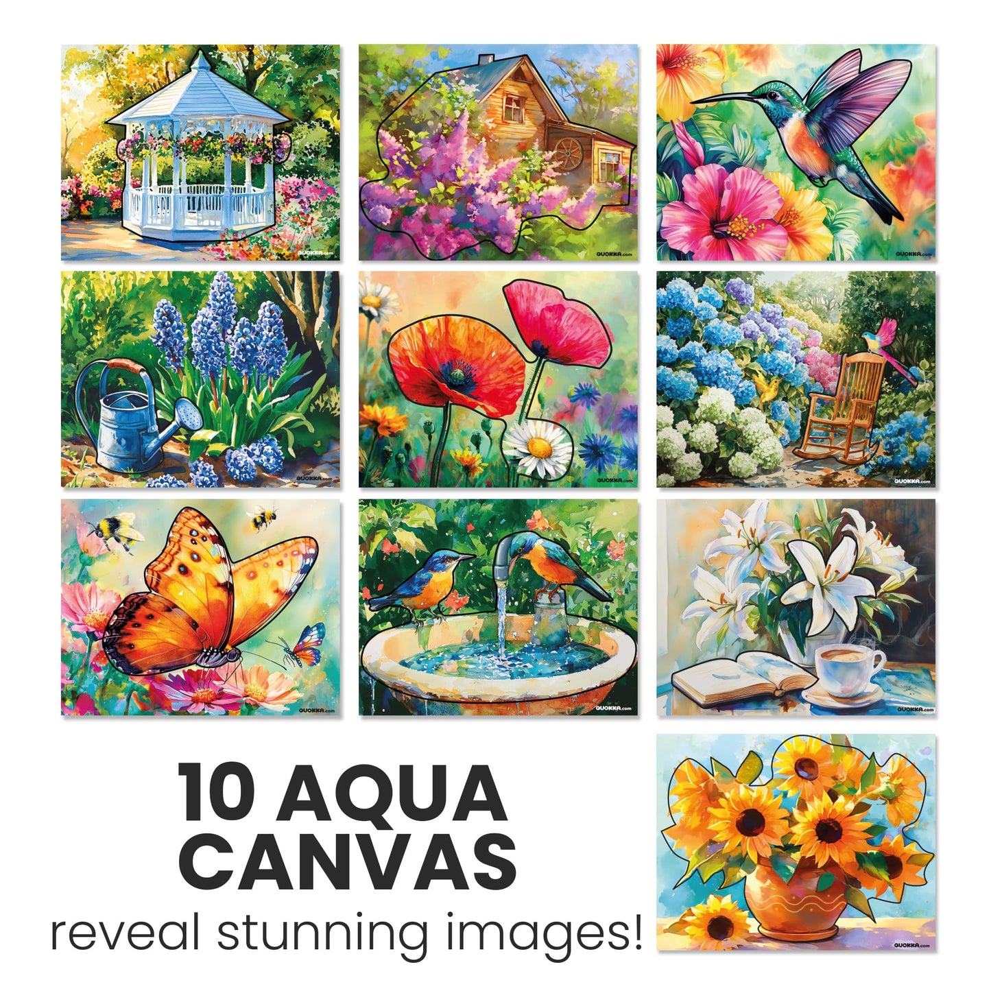 QUOKKA 10PACK Water Painting Dementia Activities for Seniors - Vibrant Blooms - Alzheimers Products for Elderly - Activities for