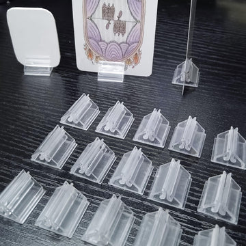 Yhntgb 120 Pcs Plastic Game Card Stands Blank Board Markers Holder For Price Tags Menus Labels Party Favor Supplies Transparent