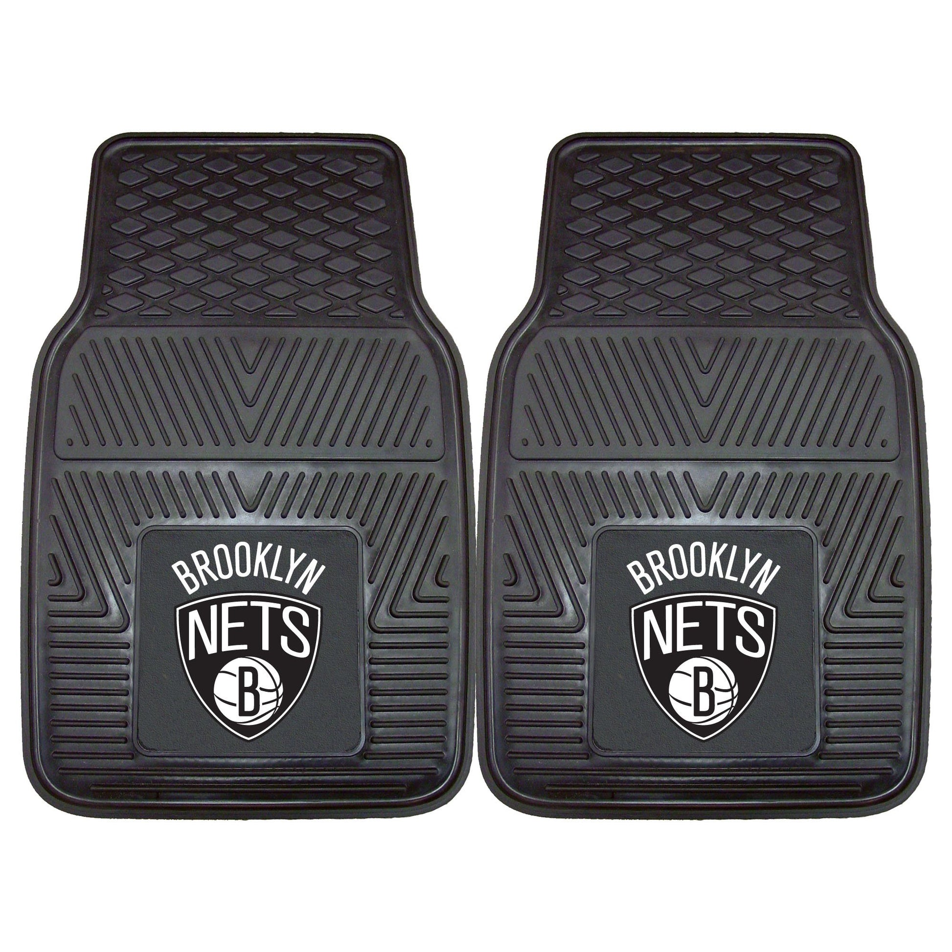 FANMATS 9342 Brooklyn Nets 2-Piece Heavy Duty Vinyl Car Mat Set, Front Row Floor Mats, All Weather Protection, Universal Fit, De