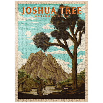 MyPuzzle Joshua Tree National Park - Where Trees Thrive in The Desert  Vintage Travel Poster - enhanced 500 Piece Jigsaw Puzzle for mature-themeds