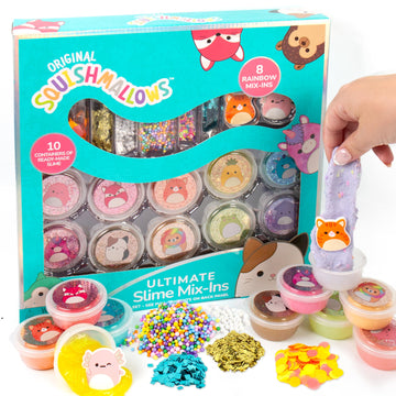 Squishmallows Original Ultimate Slime Mix'Ins, 10-Pack, Glitter & Cloud Slime, 8 Fun Slime Add Ins, Pre-Made Slime For Kids, Crunchy Slime, Slime Bulk, Great 6 Year Old Toys, Super Soft Sludge Toy