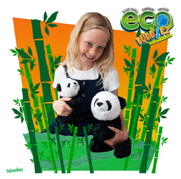 Ecobuddiez - Panda From Deluxebase. 8-Inch Sustainable Plush Animal From Recycled Materials, Eco-Friendly Soft Stuffed Toy, Chil