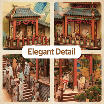 Tonecheer Diy Book Nook Kit For Adults, Wooden 3D Puzzle Bookend Bookshelf Insert Decor, Chinese Booknook Miniature House Kit Wi