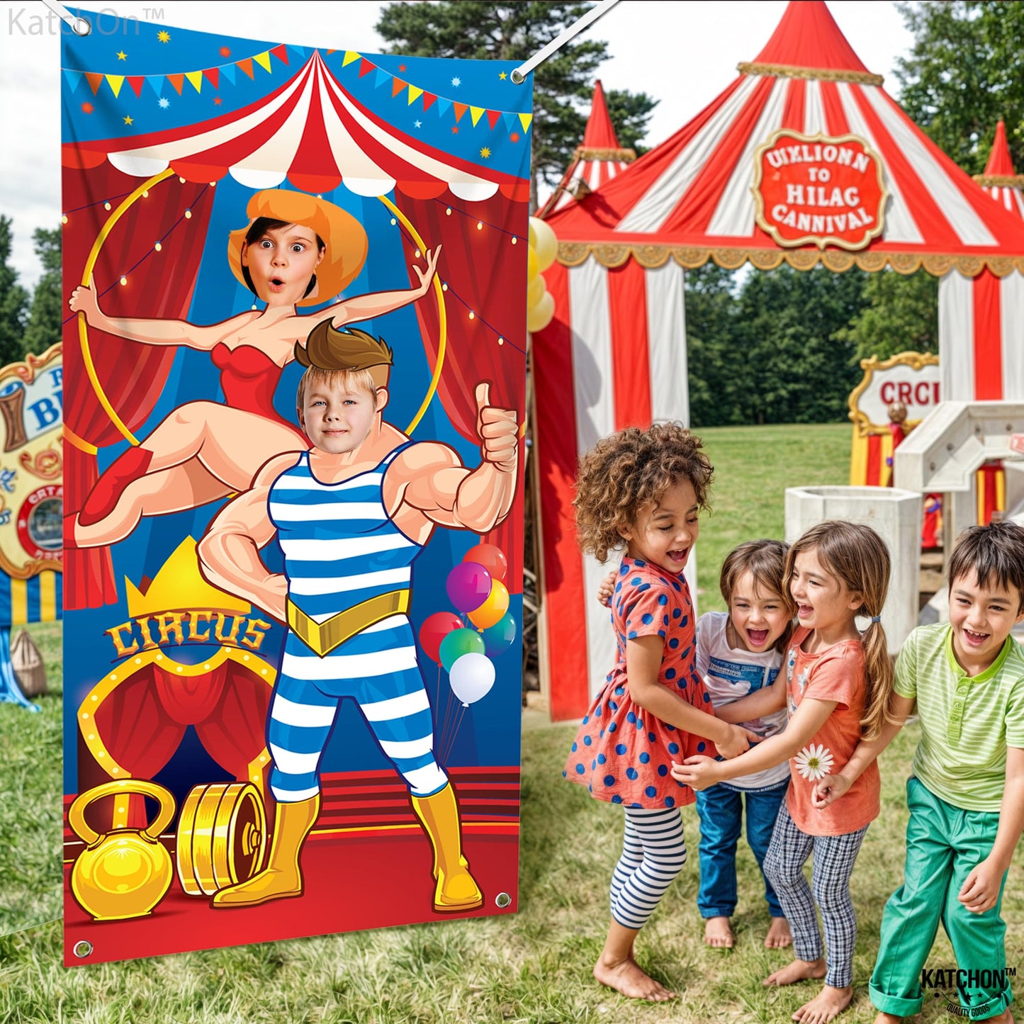 KatchOn, Large Carnival Photo Booth Backdrop - 72x36 Inch | Carnival Decorations | Carnival Photo Door Banner for Carnival Theme