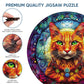 Reouinty Wooden Puzzles for mature-themeds  Yellow Cat Jigsaw Puzzles 200 Pieces  Unique Shaped Animal Wood mature-themed Puzzle  Best Gifts for mature-themeds Family Games (11.2 * 11.2 inches)