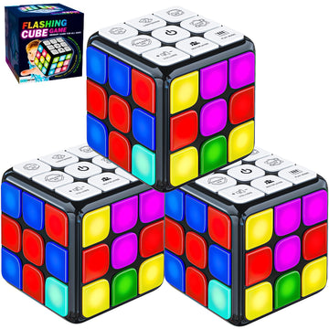 Skywin Puzzle Stem Memory Cube Game - 3 Pack Entertaining, Fun & Unique Flashing Memory Cube, Electronic Memory & Speed Game Development For Kids & Adults, Brain Hands And Eyes Coordination Game Cubes