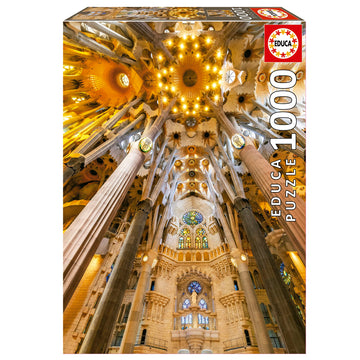 Educa - Modernism - Sagrada Familia Interior - 1000 Piece Jigsaw Puzzle - Puzzle Glue Included - Completed Image Measures 26.77' X 18.9' - Ages 14+ (19614)