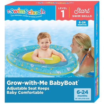 Swimschool Lil’ Otter Baby Pool Float - 6-24 Months - Infant Swim Float With Splash & Play Activity Center And Safety Seat - Blue