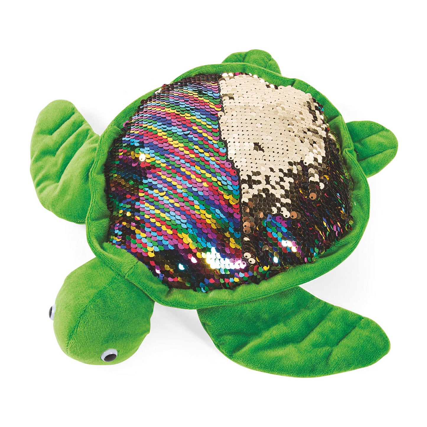 LMC Products 11" Plush Turtle Stuffed Animal - Reversible Sequins, Gold Color