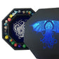 Fantasydice-Cthulhu Tome-Blue- Dice Tray - 8'' Octagon with Lid and Dice Staging Area- Holds 5 Sets(7 Dice Set/Standard) for All