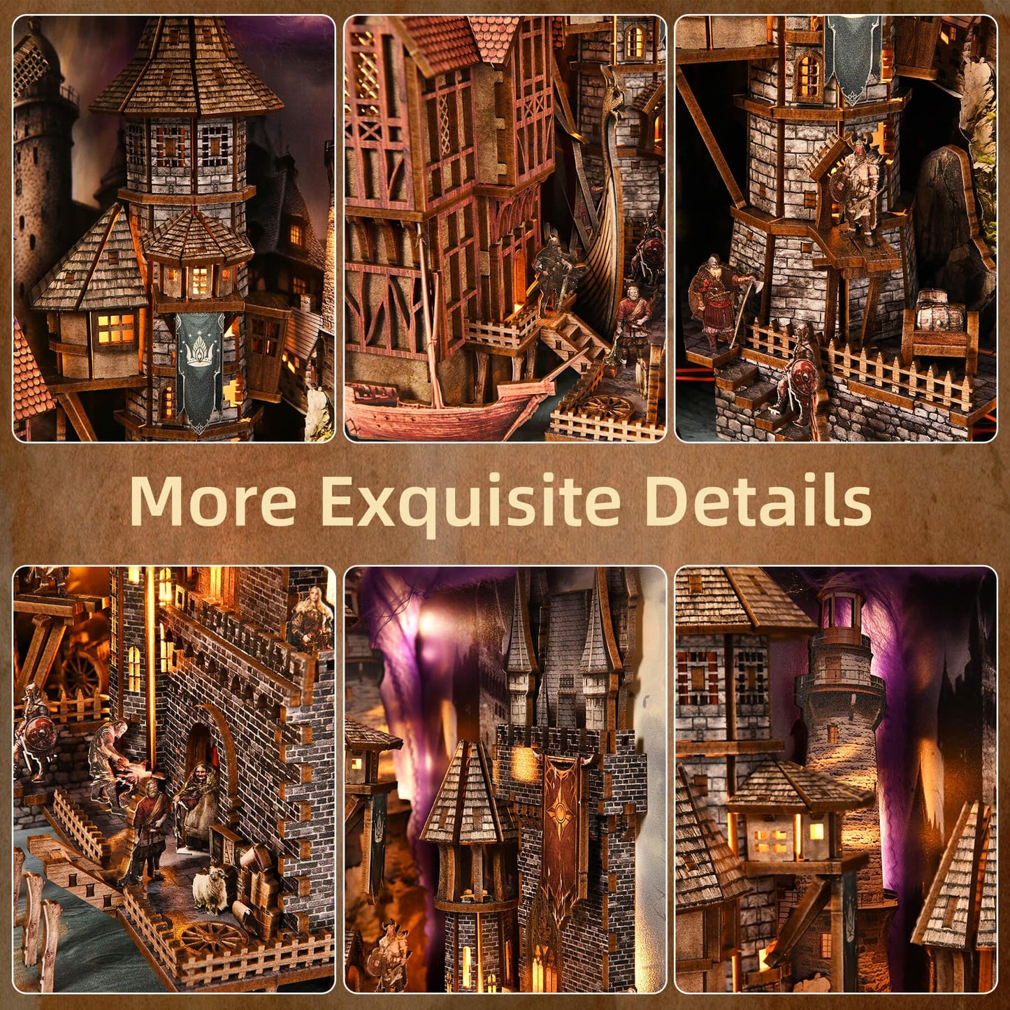fifijoy DIY Viking Book Nook Kit  Miniature House Dollhouse Kit for mature-themed and Teens  Booknook Bookend Tiny House Model Build Bookshelf Insert Decor 3D Wooden Puzzle  Gifts for Family  Friends