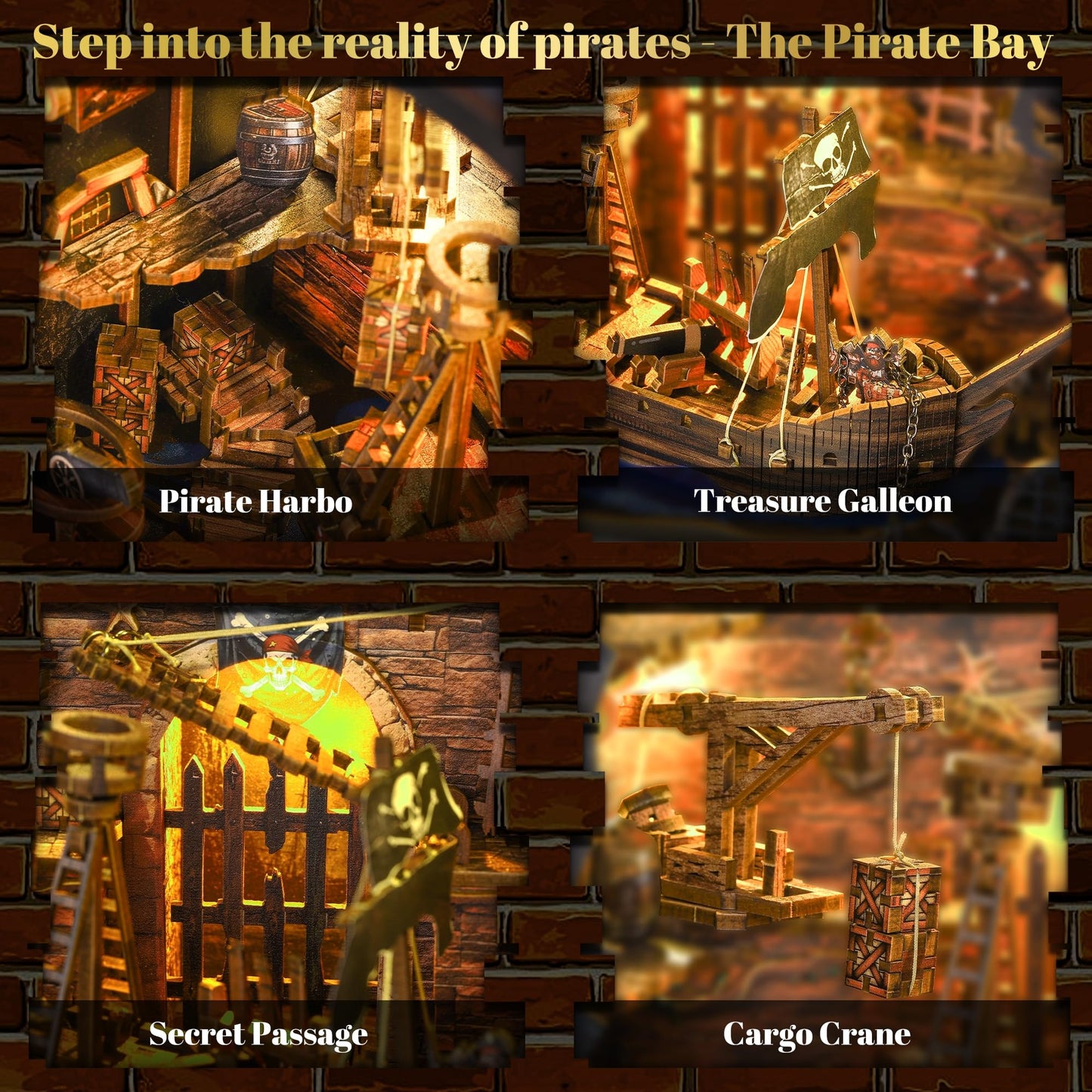 VORATHIS Book Nook Pirate Kit - DIY Miniature House, Large Colorful Wooden Puzzle with LED Light for Adults & Teens